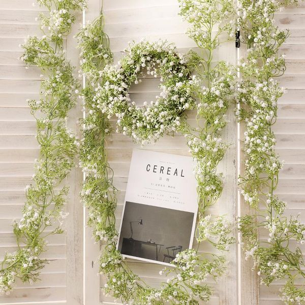 

1.8m artificial plants vine large gypsophila garland hanging wall wedding background pgraphy props gypsophila rattan wreath