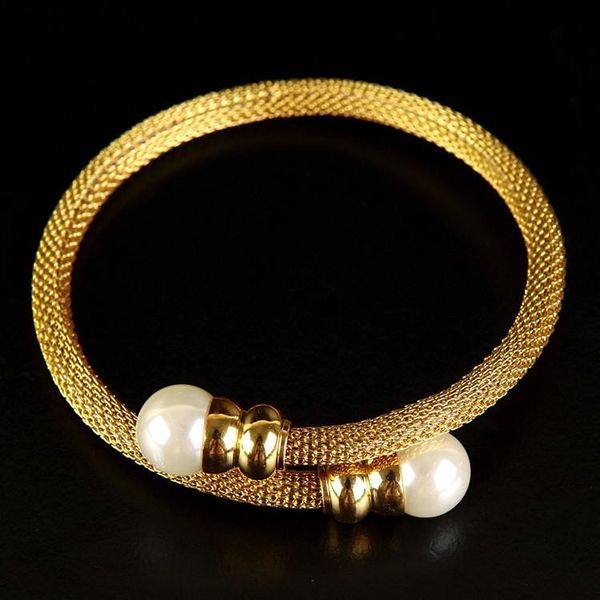 

bangle fashion jewelry suit trendy rose gold color pearl mesh multilayer charm bracelet & for lady wedding, Black