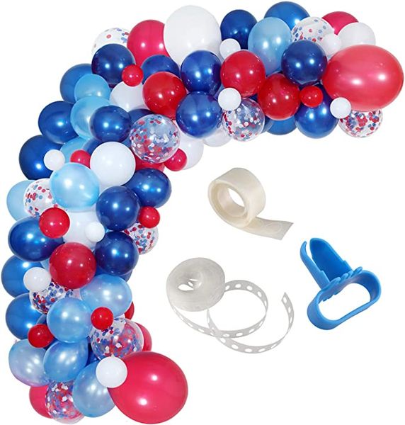

142pcs/lot navy blue red white balloons garland navy red white confetti balloon arch for kids baby shower birthday party decor