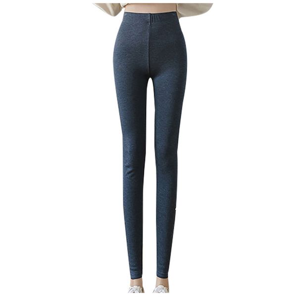 

fashion pure color high lighting prints elastic ninth broek 2020 winter warm women plus size leggings f, Black