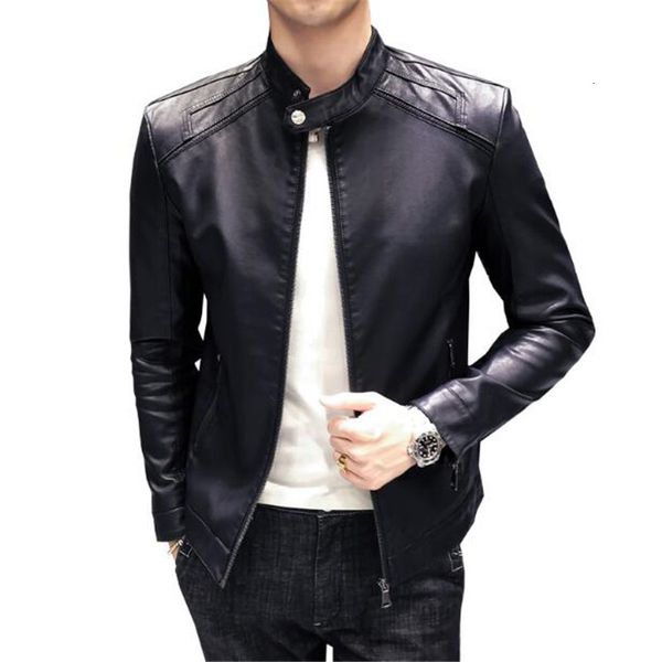 

black 3xl men's jackets men stand collar coats male motorcycle leather jacket casual slim brand clothing x6pj