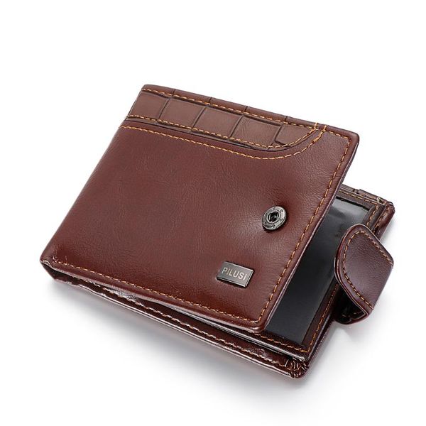 

short bifold pu leather men purses coin pouch designer soft men wallet mens money clip stitching multi-functional cards wallet, Red;black