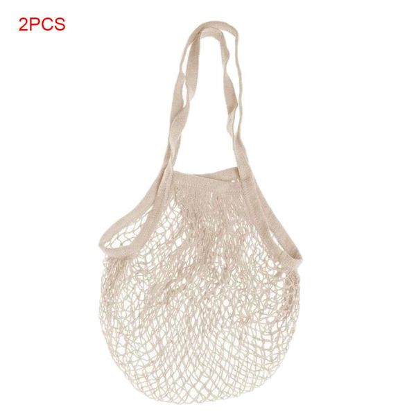 

storage bags 2pc mesh bag string shopping long strap handbag reusable fruit totes net