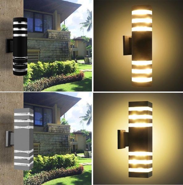

modern wall lamp e27 led aluminum outdoor up down cylinder wall light waterproof garden porch courtyard sensor lamp