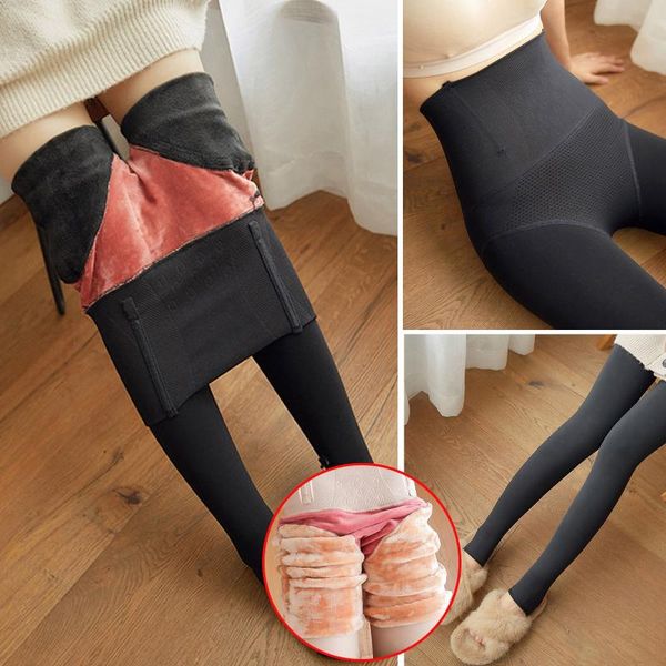 

women's leggings 45# women warm winter tight leggins thick plus cashmere pants trousers sports fitness ropa mujer, Black