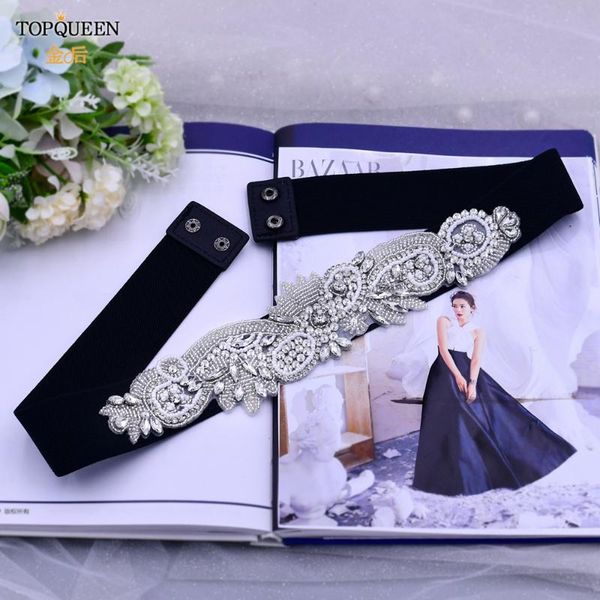 

wedding sashes ueen s280-b brand 2021 rhinestone crystal bead elastic waist body skirt belt waistband dress decor party floral buckle, White