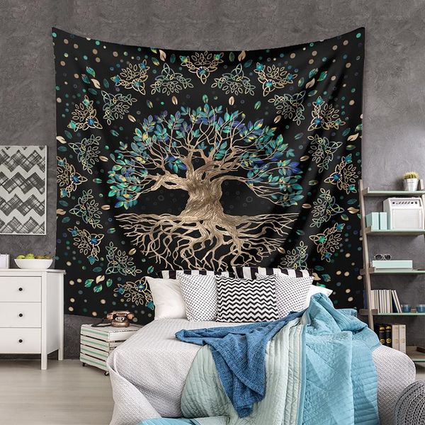 

tapestries pattern forest wall hanging tapestry travel camping mat green trees yoga pad sleeping carpet beach blanket