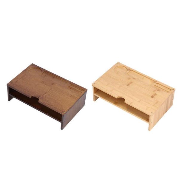 

hooks & rails monitor riser bamboo material stand for deskstorage