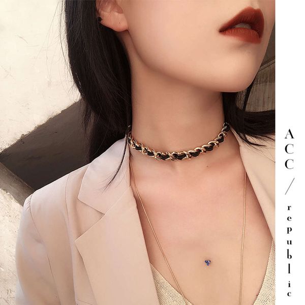

thick necklace hip-hop fashion inschocker clavicle chain female neck band with temperament net red collar, Silver