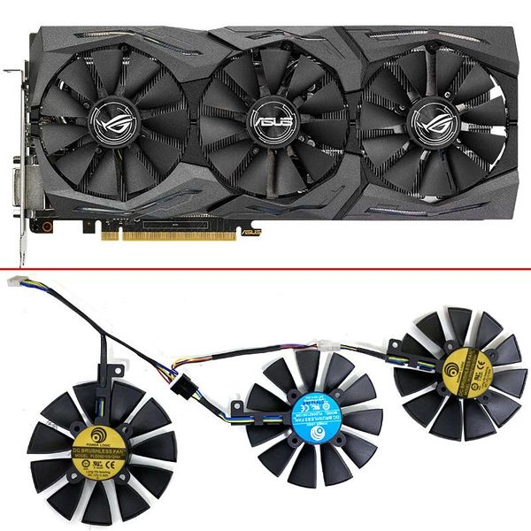 

3pcs 87mm pld09210s12hh t129215su video card fan for asus strix gtx980ti rx480/580 r9 390x/r9 390 gtx 1060 gtx1070 ti 1080ti fan