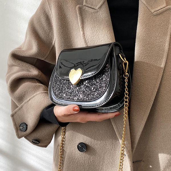 

shoulder bags sequins 2021 fashion female tote bag contrast quality pu leather women designer handbag messenger