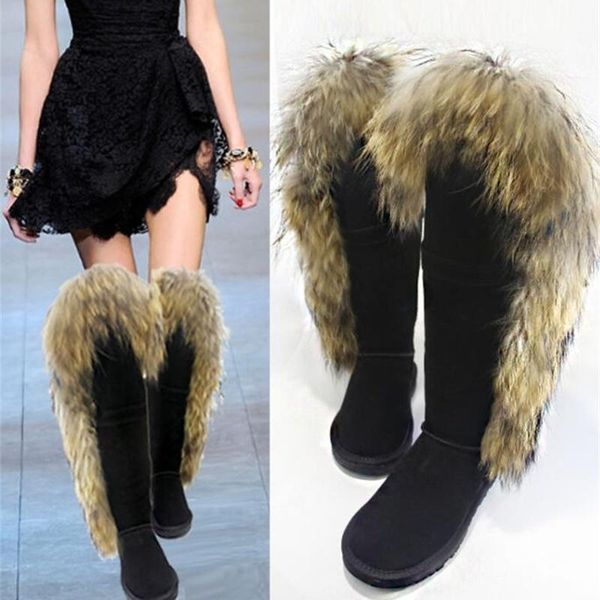 

boots 2021 winter casual fashion all-match scorpion hair snow high-women's thick leather, Black