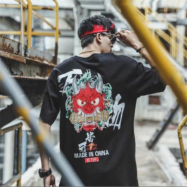 

2021 new 5xl diabo dos homens japo camiseta moda harajuku oversized tshirt streetwear meia manga vero chins t camisa 4v59, White;black