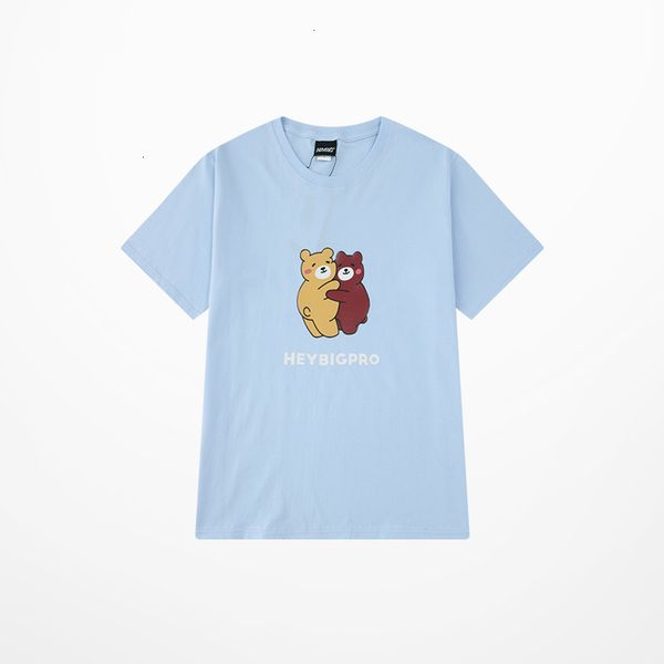 

2021 funny cartoon bear print hip hop man t-shirt high street harajuku blue shirt casual wear fashion lovers t 41hq, White