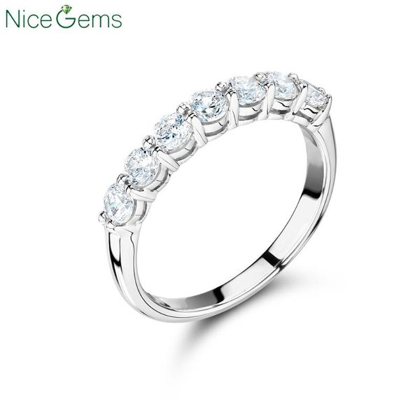 

cluster rings nicegems solid 14k white gold 1.4ctw df color seven stone moissanite wedding ring shared prong set lab grown band vvs, Golden;silver