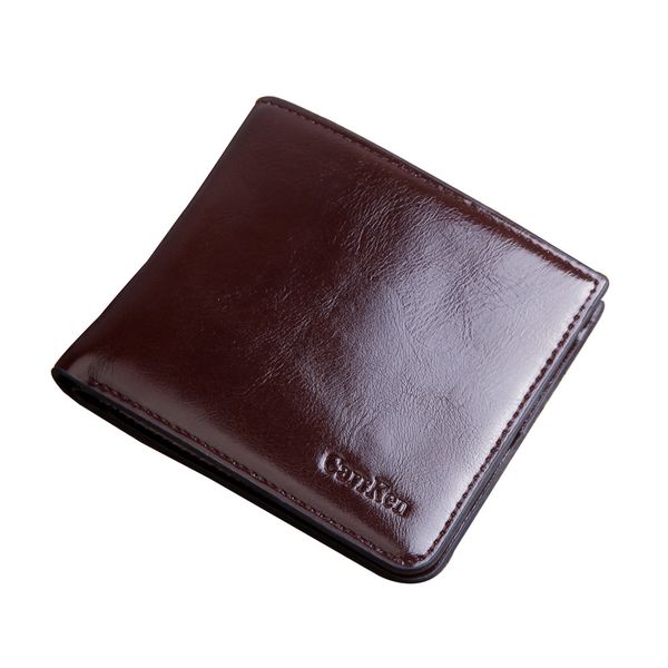 

new oil wax leather men wallet fashion short bifold wallet casual soild men purse with coin pocket male zipper wallet