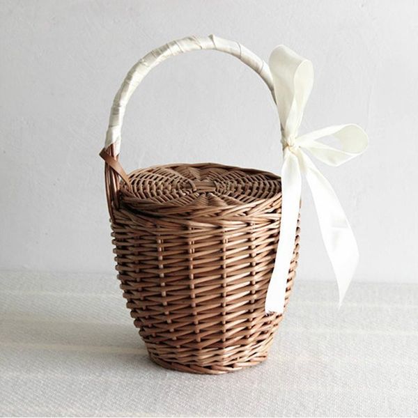

evening bags women beach handbag basket straw hand bag ribbon cover fashion summer wicker small retro rattan tote travel clutch