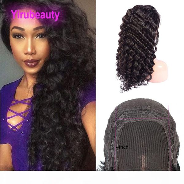 

malaysian lace closure deep wave wigs 4*4 wig natural color curly 4x4 lace wig wholesale human hair prodcuts 10-32inch, Black;brown