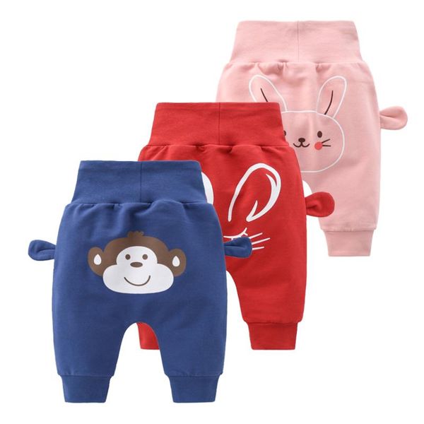 

trousers 2021 autumn spring baby boys girls pants cartoon high waist protect belly born infant toddler kids pp bottoms, Blue
