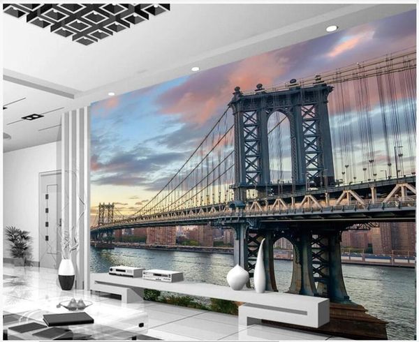 

wallpapers 3d wallpaper custom po modern city building bridge background home decor living room wall murals for walls 3 d