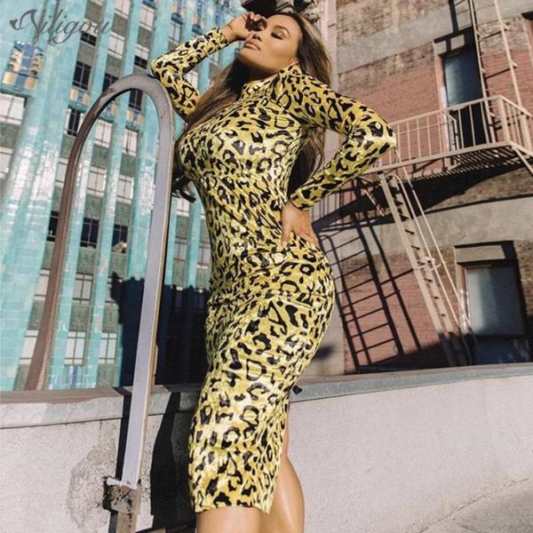 

turtleneck split design celebrity party dress 2021 all new arrival velvet leopard dress long sleeves, Black;gray