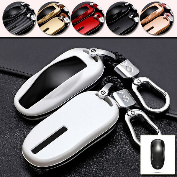 

carbon fiber abs remote car key fob case cover keychain holder bag for 3 model s
