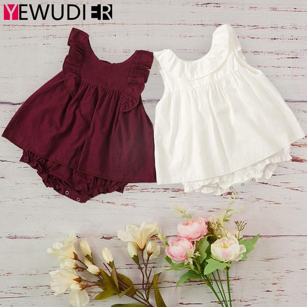 

2021 summer baby girls rompers cute ruffle solid tutu skirts cotton sleeveless dress newborn toddler jumpsuits clothes sell, Blue