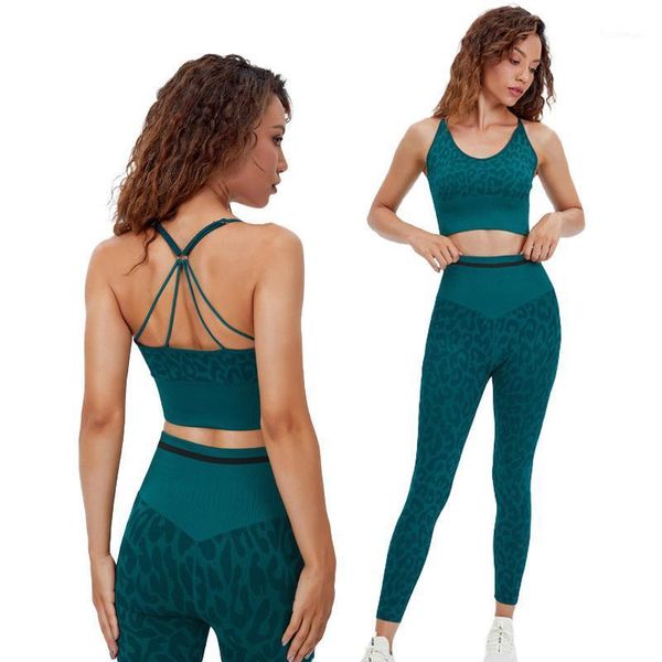

yoga outfit leopard training legging set sport for woman active wear sportwear backless women's fitness suit gym workout clothes