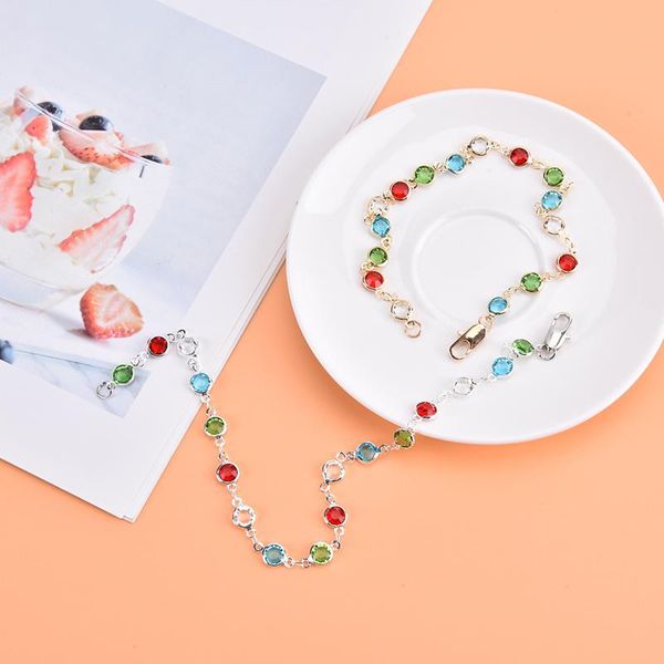 

anklets rainbow color crystal bracelets for women ethnic style chain anklet 2021 fashion simple charm foot jewelry ladies gifts, Red;blue