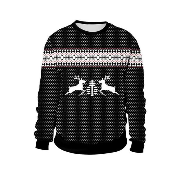 

men's sweaters men women reindeer ugly christmas sweater 3d funny printed autumn winter sweatshirt couple holiday party xmas jumpers, White;black