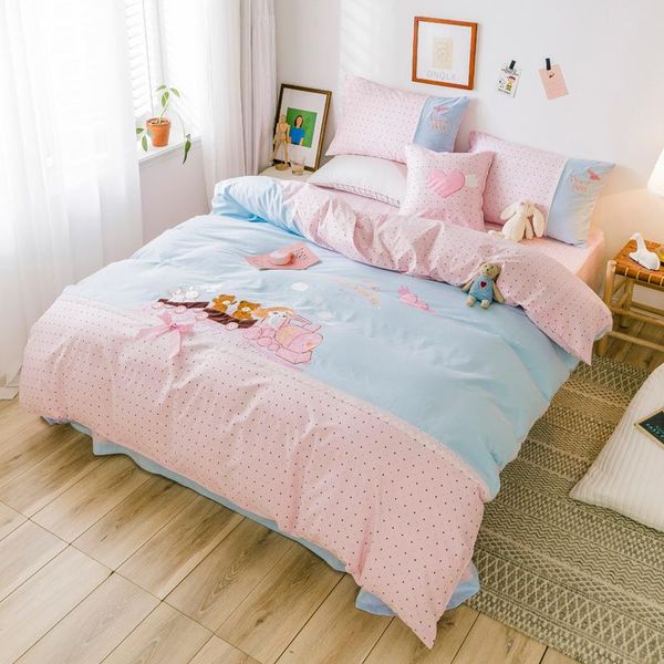 

bedding sets bedroom cotton set child cartoon bear bed linen bedclothes duvet cover flat sheet pillowcase /full/twin