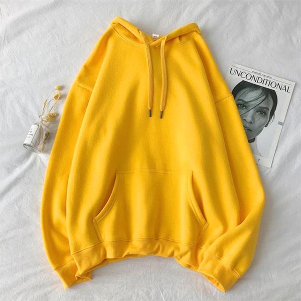 

women's hoodies & sweatshirts velet solid color women harajuku 9 colors oversize hoodie japanese korean style casual hooded pullover, Black
