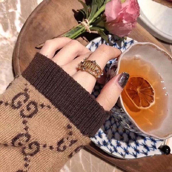 

fashion couple rings 2021 style design beautiful letter temperament female, Silver