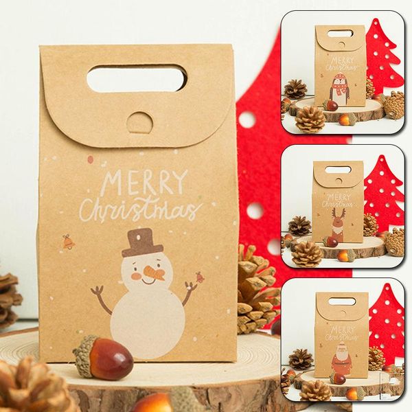 

gift wrap 1pc christmas santa/snowman/deer kraft candy bags cookie merry guests packaging boxes party decorations