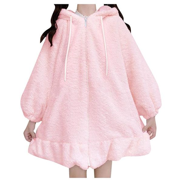 

women's jackets winterÂ women casual fashion winter jacket streetwear solid color loose long sleeves hoodie with hood chaqueta mujer, Black;brown