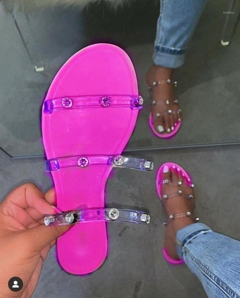 

slippers red snake pattern gem pvc women outdoor candy-colored beach sandals spring summer ladies bright rhinestones ms1, Black