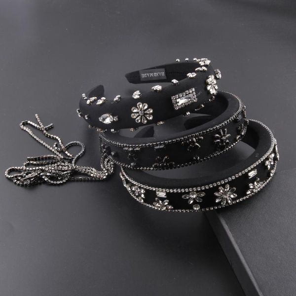 

hair clips & barrettes baroque fashion exaggerated tassel rhinestone black headband for women hoop gift bridal wedding accessories126, Golden;silver
