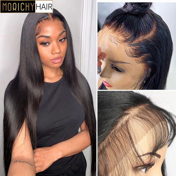 

26inch straight lace front wig brazilian 13x4x1 lace front human hair wigs for women 13x4 transparent lace frontal wigs, Black