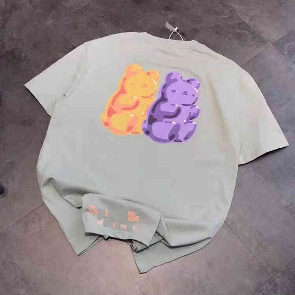 

2022 factory wholesale new high version spring summer cy front and back printing age reduction lovely youth leisure couple short sleeves, White