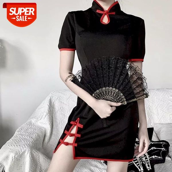 

black bodycon dress chinese style vintage dresses for women slim split clothes 2020 summer cheongsam party dress club outfits #1b8j, Black;gray