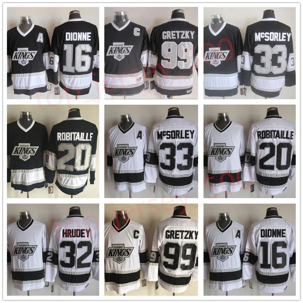 

mens kings 99 wayne gretzky 16 dionne 20 robitaille jeff carter home away ccm black and hocke white hockey jerseys, Black;red