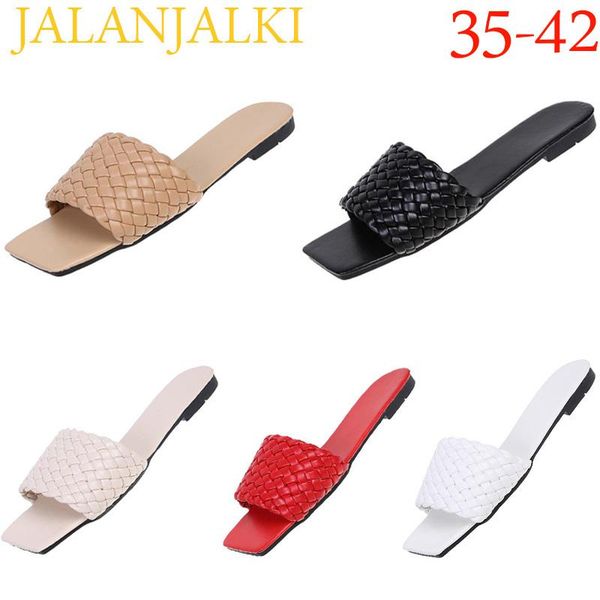 

slippers jalanjalki fashion women summer outdoor girls slides gingham femal sandals flat sole big size 35-42 ladies street shoes, Black
