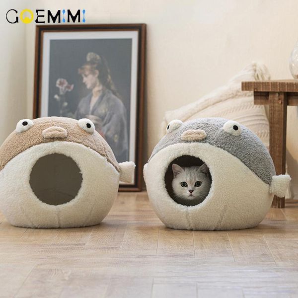 

cat beds & furniture cave puffer fish shape wnter bed for puppy pet comfortable cama para gato house cats