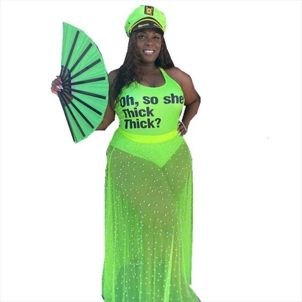 

summer two piece women dress set sleeveless bodycon bodysuit transparent mesh skirt plus size sets wholesale dropshipping, White