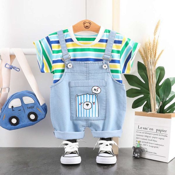 

korean version children's wear short sleeve suspender pantsim3l, Blue