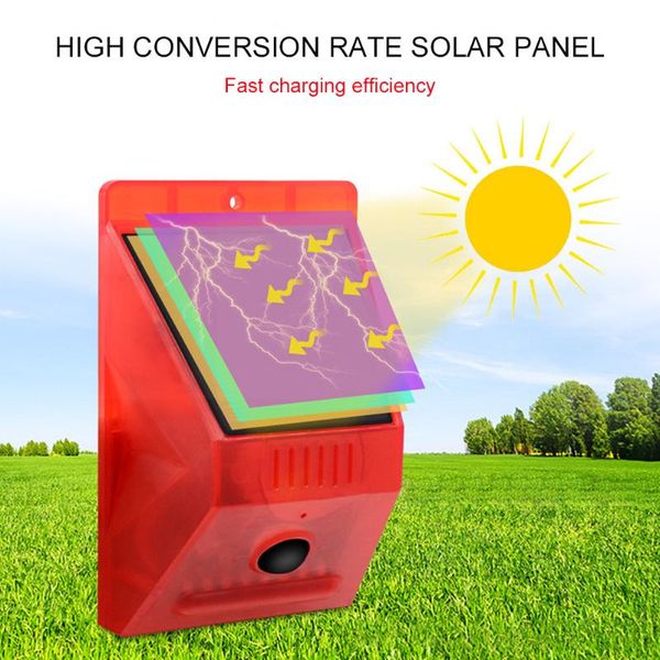 

solar lamps sound alert flash warning light alarm motion sensor 129db decibels siren strobe security system for farm