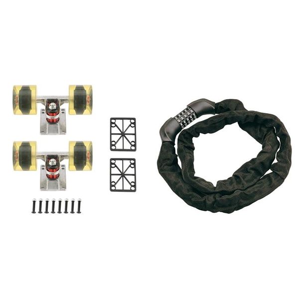 

bike locks skateboard trucks rubber four-wheel longboard mini cruiser,silver with cycling bicycle lock password chain