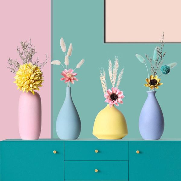 

vases macarons sweet color creative flower vase nordic style modern fashion delicate home study tv cabinet ceramic decoration