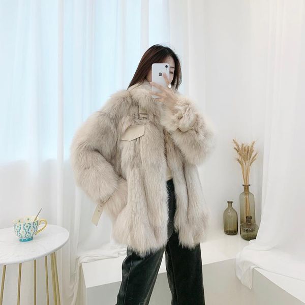 

women's fur & faux real coat vintage elegant female jacket autumn winter coats jackets for women2021 clothing abrigozjt1219, Black
