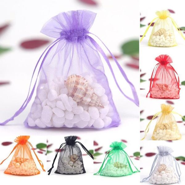 

storage bags 7*9cm color yarn bag beam opening gift organza mesh wedding candy pearl